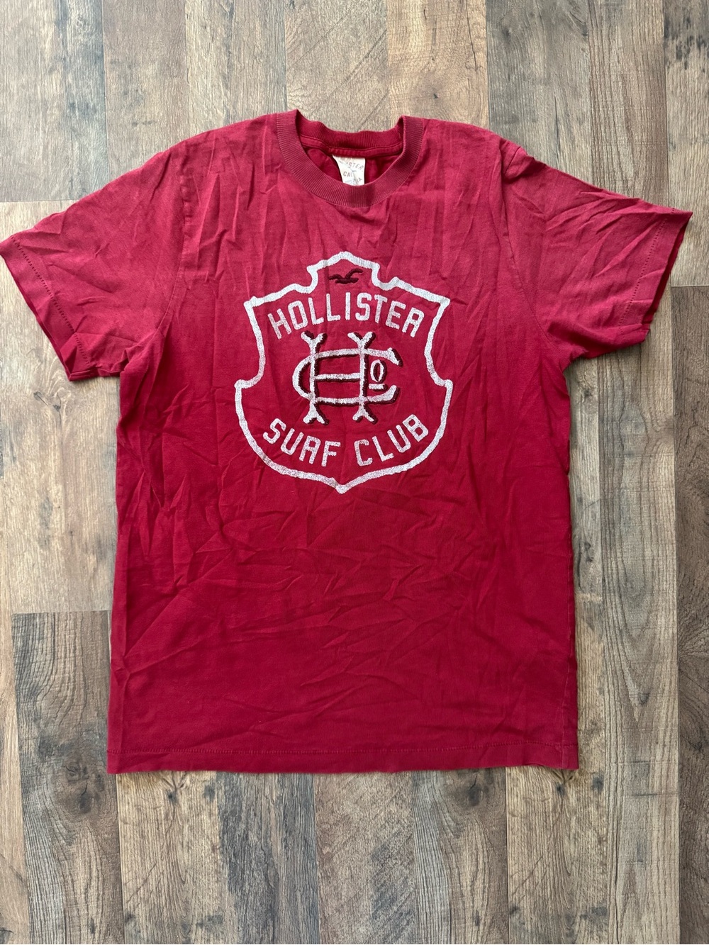 Hollister Men’s Red Surf Club Graphic Tee Vintage Y2K